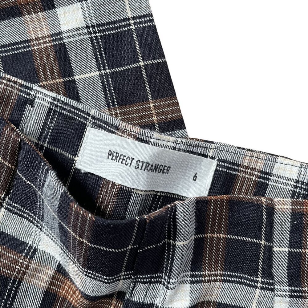 Perfect Stranger Women Size 6 Checkered Trousers Black Brown White High Rise — image 3 of 5
